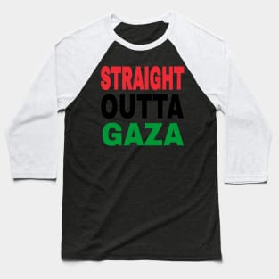 STRAIGHT OUTTA GAZA - White Only - Front Baseball T-Shirt